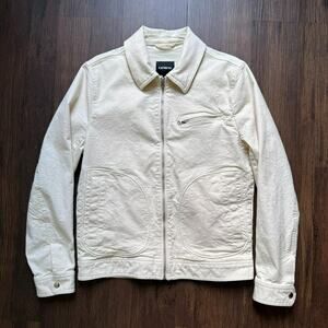 Express Off-White Stretch Denim Zip Front Jacket – Collared – Size S